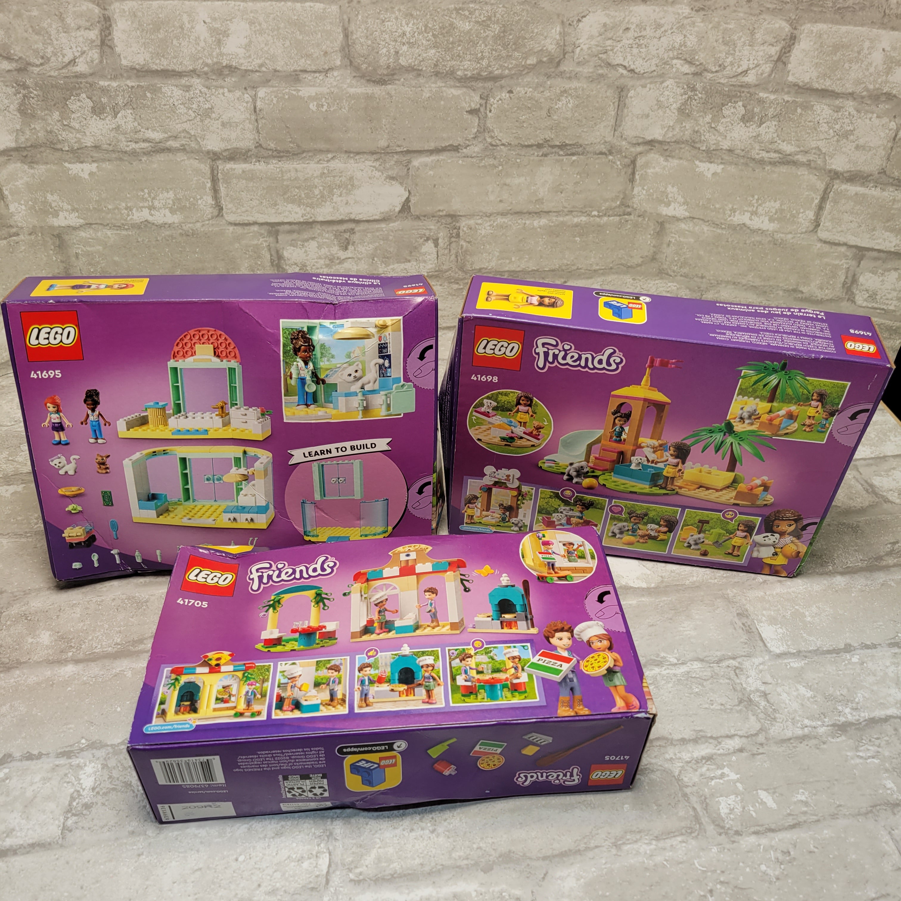 LEGO Friends Heartlake Pizzeria 41705, Pet Clinic 41695, Pet Playground 41698 (7931463270638)